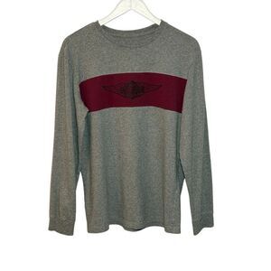 Harley-Davidson thick cotton long sleeve gray crewneck with maroon chest logo st
